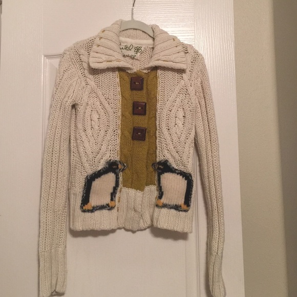 Anthropologie Field Flower Pocket Penguin sweater