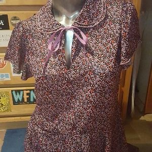 Vintage printed dress witg peterpan collar