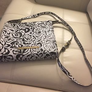 Brahmin Crossbody Black and White Flowers