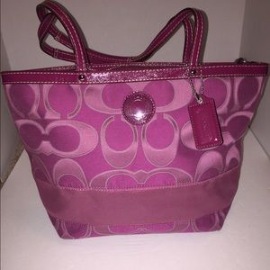 Coach Signature stripe tote