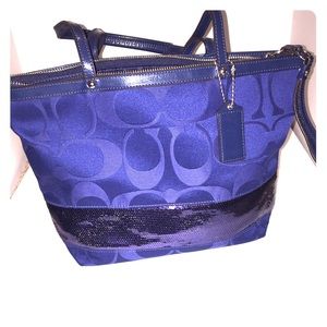 Coach Signature Sequin Stripe Tote