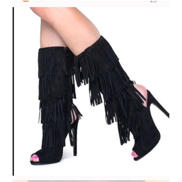 Peep-Toe Fringe Society Boots