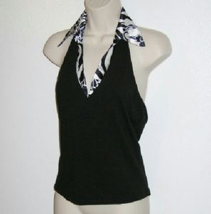 Halter collared blouse knit silk rayon. T