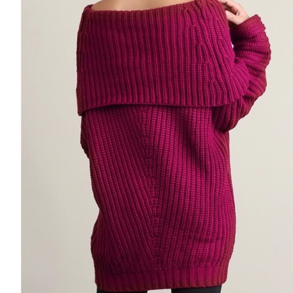 PLUS SIZED BRICK FOLD OVER SWEATER - Picture 2 of 5