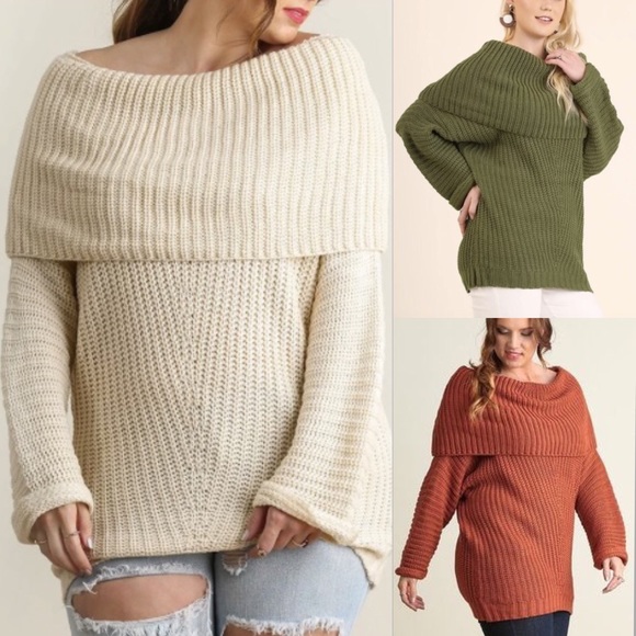 PLUS SIZED BRICK FOLD OVER SWEATER - Picture 5 of 5