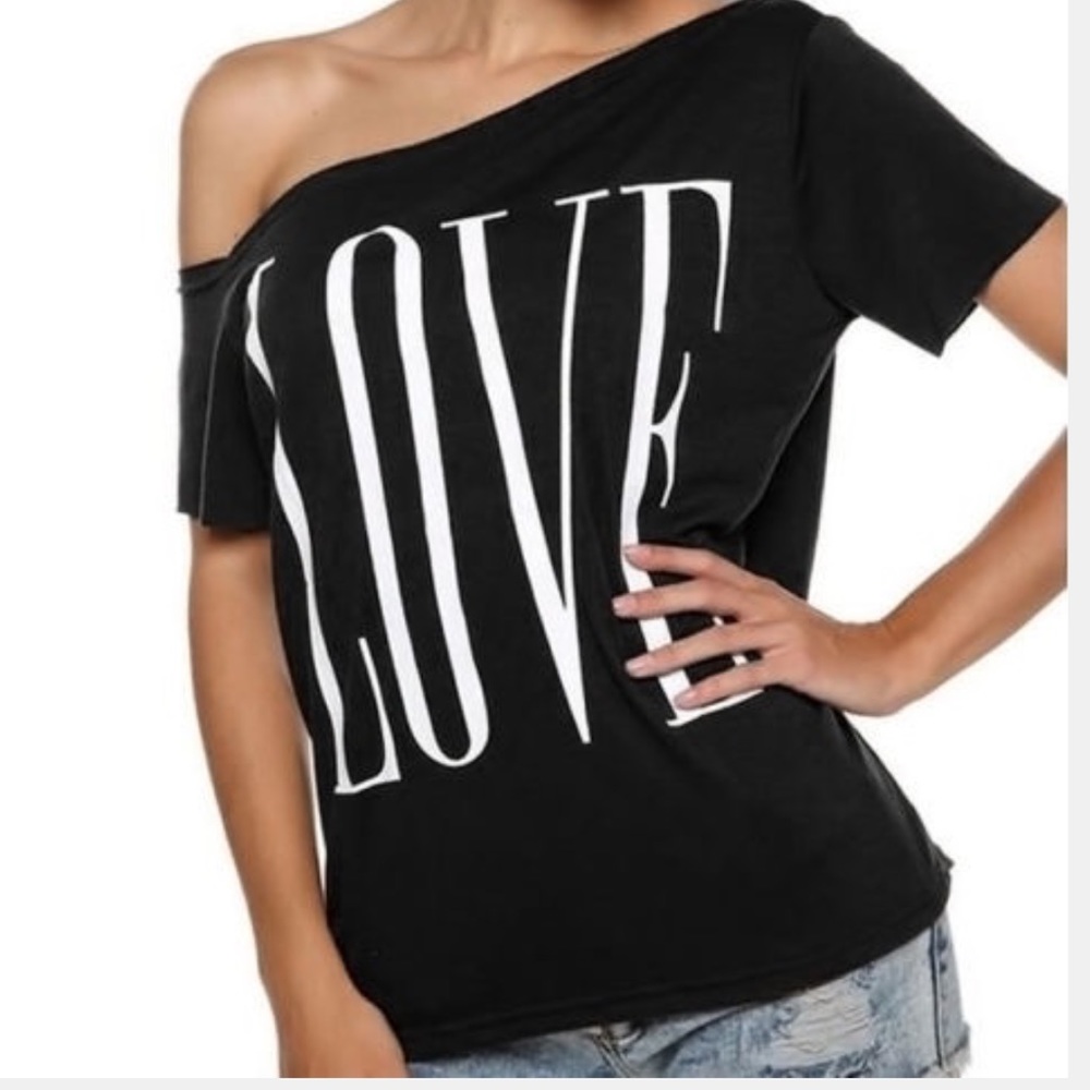 LOVE Black Over-The-Shoulder tshirt!!