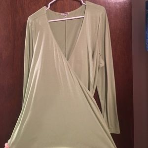 Lime green wrap shirt.