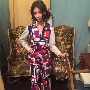 Amazing Vintage late 60s Mod Stretch Pant Jumpsuit