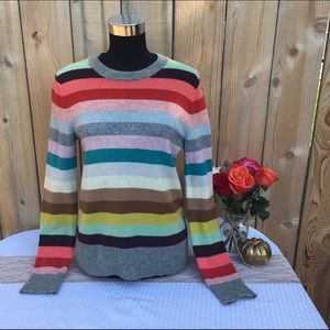 Multi-Colored Striped Wool Blend Sweater