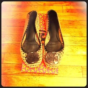 Tory Burch Dark Blue Crocheted Ballet Flats Sz 8.5