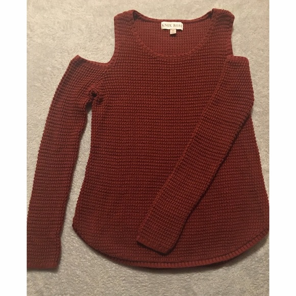 Knox Rose Sweaters - XS-Knox Rose Cold Shoulder Sweater (Burnt Orange)