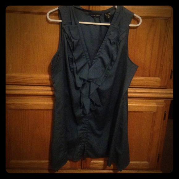 Blueish/ green blouse w/ruffle on chest area!