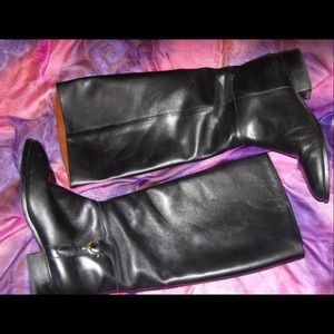 Wide Calf Etienne Aigner Black Leather Boots