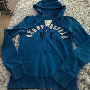 Aeropostale woman's blue zip-up hooded sweatshirt