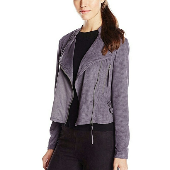 Democracy Jackets & Blazers - ▪HP▪Faux Suede Moto Zipper Side Buckle Gray Jacket