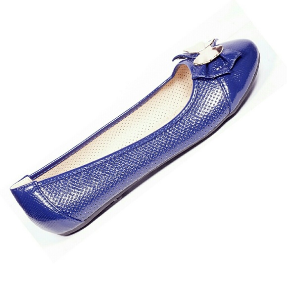 TORY K Perforated Flats w.Bow b2045 Navy - Picture 3 of 3