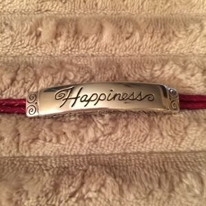 Red, braided, bracelet.