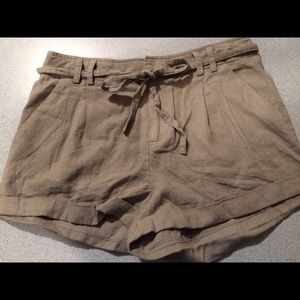 Belted High Waisted Pleated Shorts