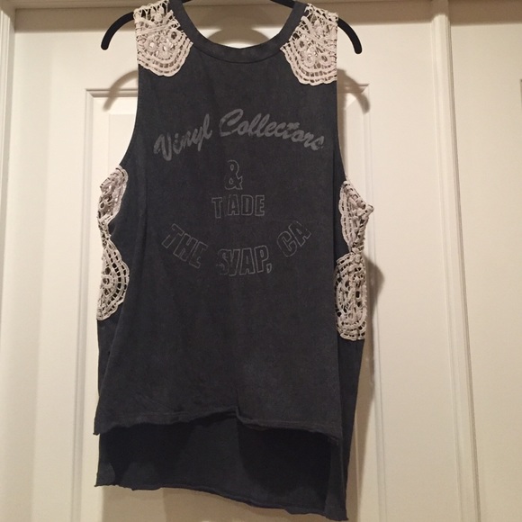 Free People We The Free Lace Crochet Graphic Tank