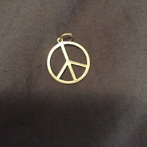 14k yellow gold 1" peace sign pendant