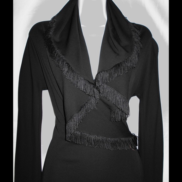 Jean Paul Gaultier Dresses & Skirts - JEAN PAUL GAULTIER BLACK HOODED FRINGE DRESS SZ 10