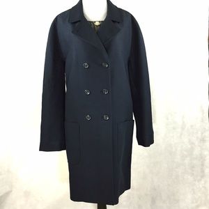 Loft Navy Double-Breasted Walking Coat