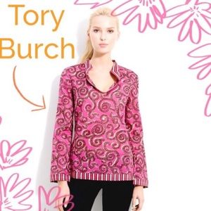 Tory Burch Pink Floral + Sequin Tunic