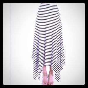 NWOT black stripe handkerchief maxi skirt.