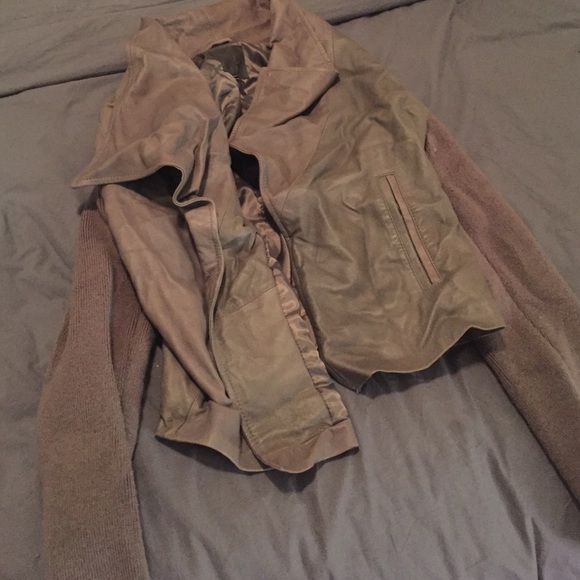 Joie leather and wool coat