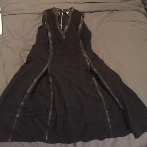 Rebecca Taylor leather trimmed black dress