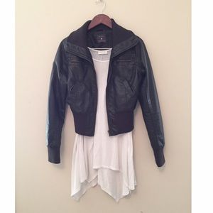 Dark Brown Faux Leather Jacket