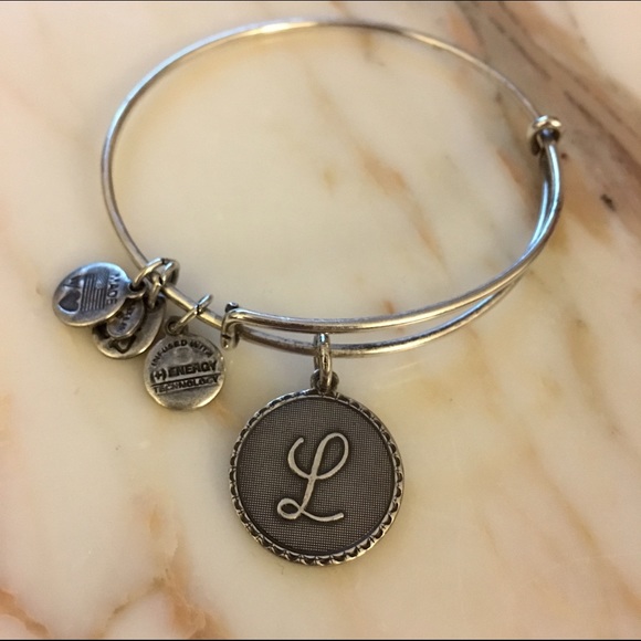 Silver L Initial Charm Bangle by Alex And Ani
