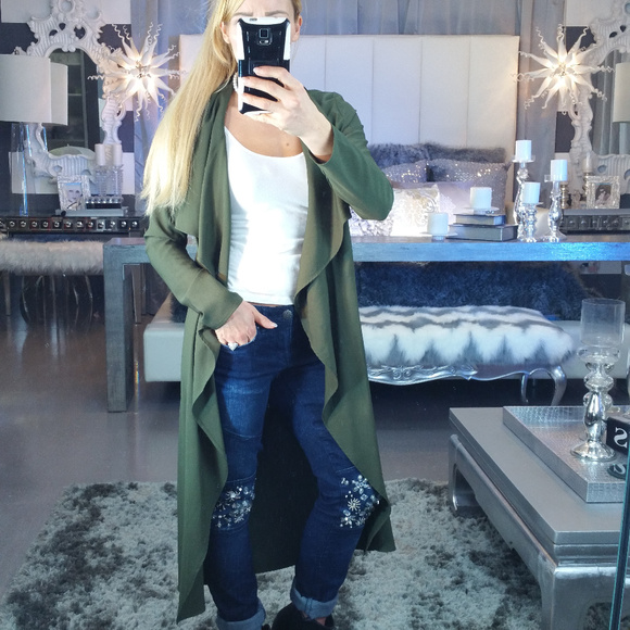 'BROOKE' GREEN BELTED DUSTER NWOT - Picture 2 of 4