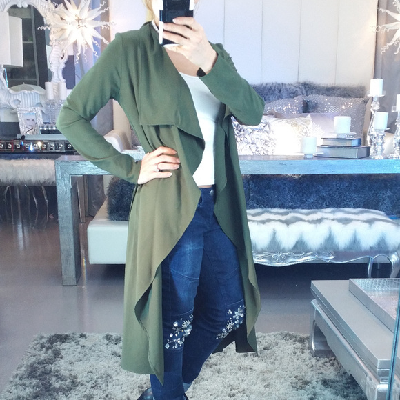 'BROOKE' GREEN BELTED DUSTER NWOT - Picture 3 of 4