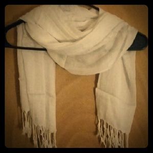 Fringed white scarf