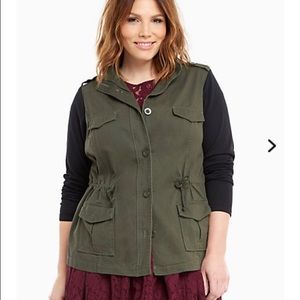 Army green French terry jacket