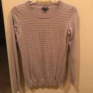 Express beige with gold studded front sweater.