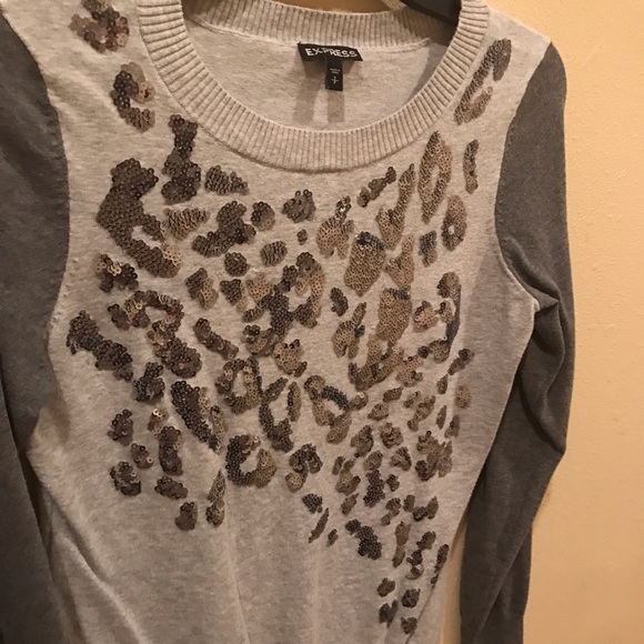Express leopard sequined sweater. - Picture 2 of 3