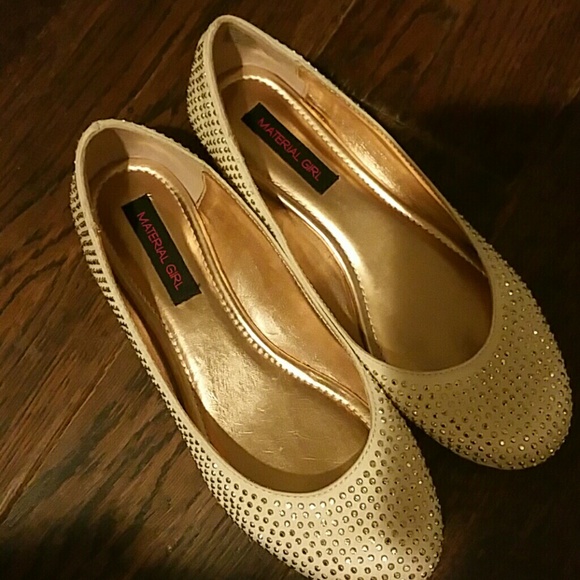Material Girl Shoes Gold Studded Ballet Flats Poshmark