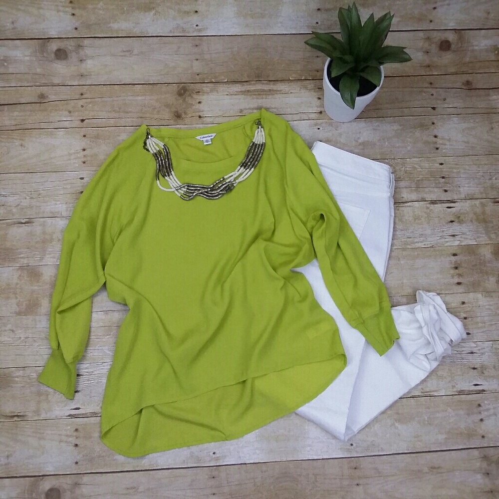 Calvin Klein Chartreuse 3/4 Sleeve Top
