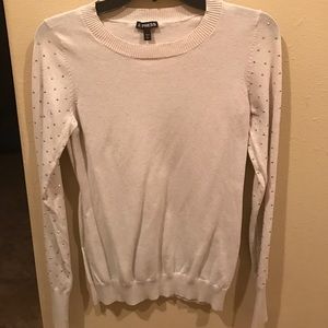 Express cream gold studded sleeves sweater.