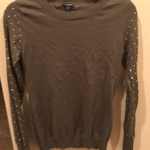 Express olive gold studded sleeves sweater