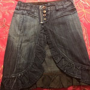 Vintage Miss Sixty Denim Hi-Lo Ruffled Skirt