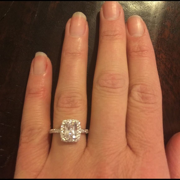 Jewelry - Square Cut Sterling Silver Engagement Ring