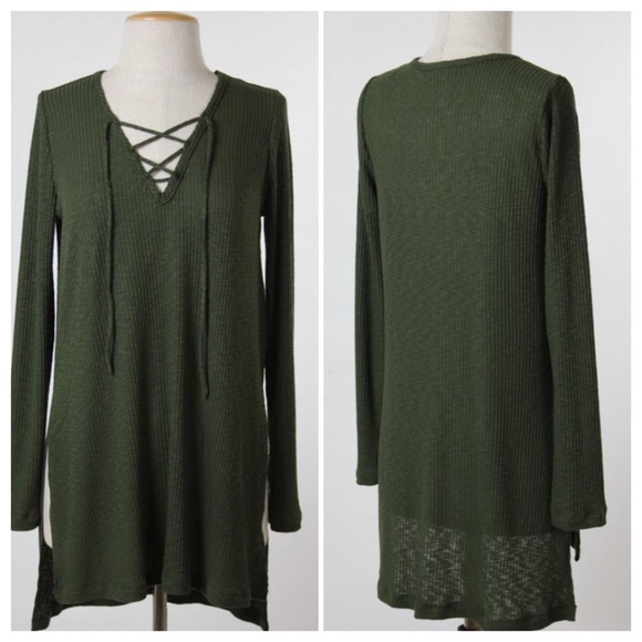 CROSS FRONT KNIT DRESS - Picture 2 of 2
