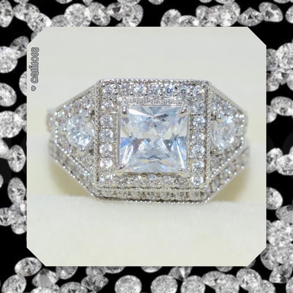 JUST IN New 2pc Diamonique White GF Wedding Ring - Picture 2 of 4