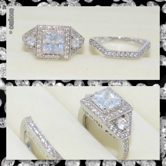 JUST IN New 2pc Diamonique White GF Wedding Ring - Picture 3 of 4