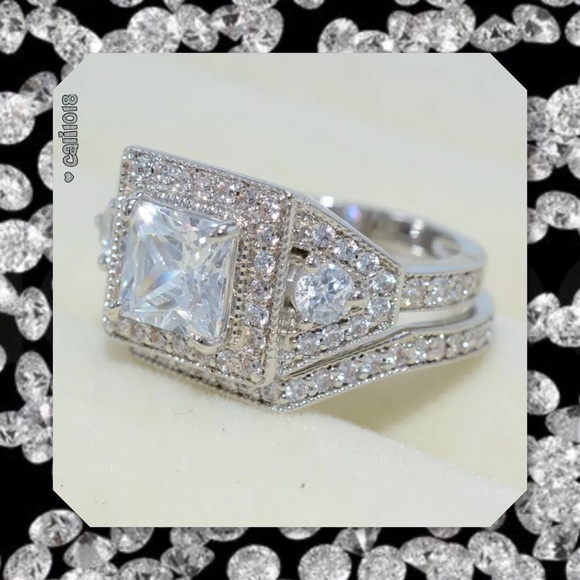 JUST IN New 2pc Diamonique White GF Wedding Ring - Picture 4 of 4