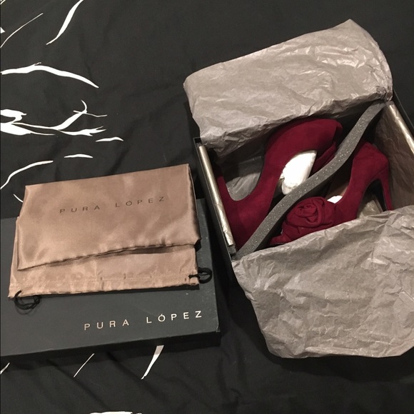 Pura Lopez red suede heels N604 - Picture 4 of 4