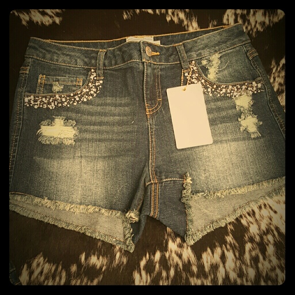 Embellished Denim Shorts